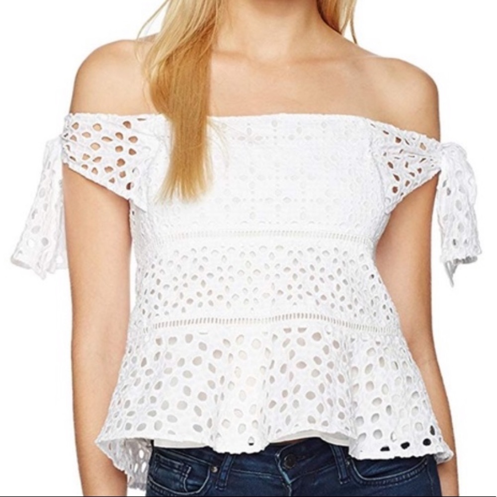 Rebecca Taylor Off the Shoulder Eyelet Top
